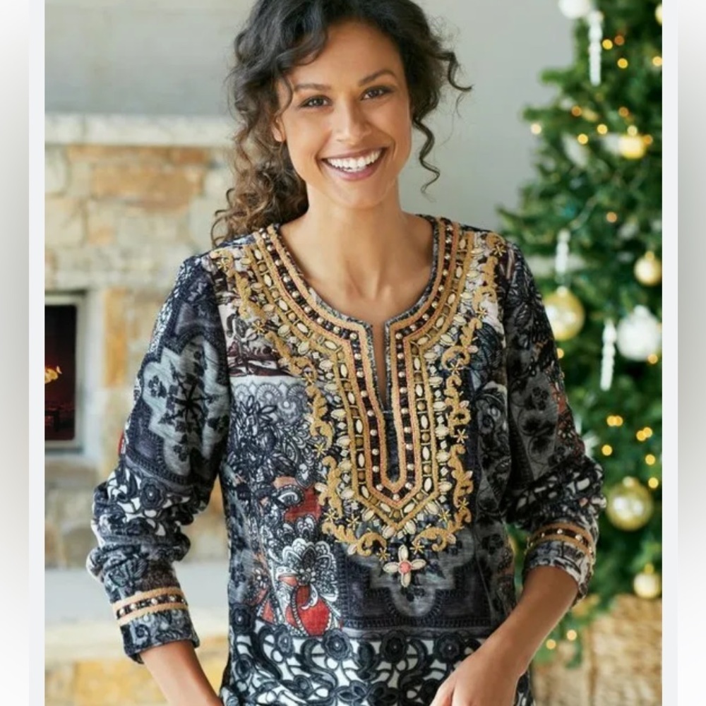Soft Surroundings Venetian Velvet tunic Top